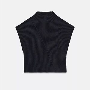 Zara navy cropped Ribbed Women's Sweater